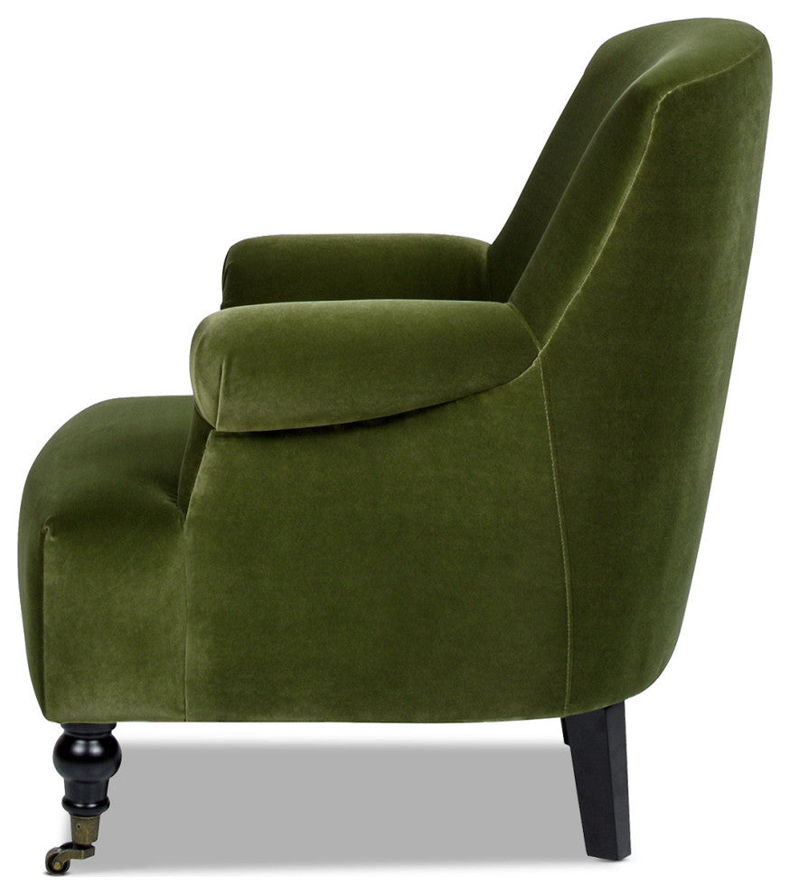 Eloise 30" Pleated Sock Arm Accent Armchair, Olive Green Performance Velvet