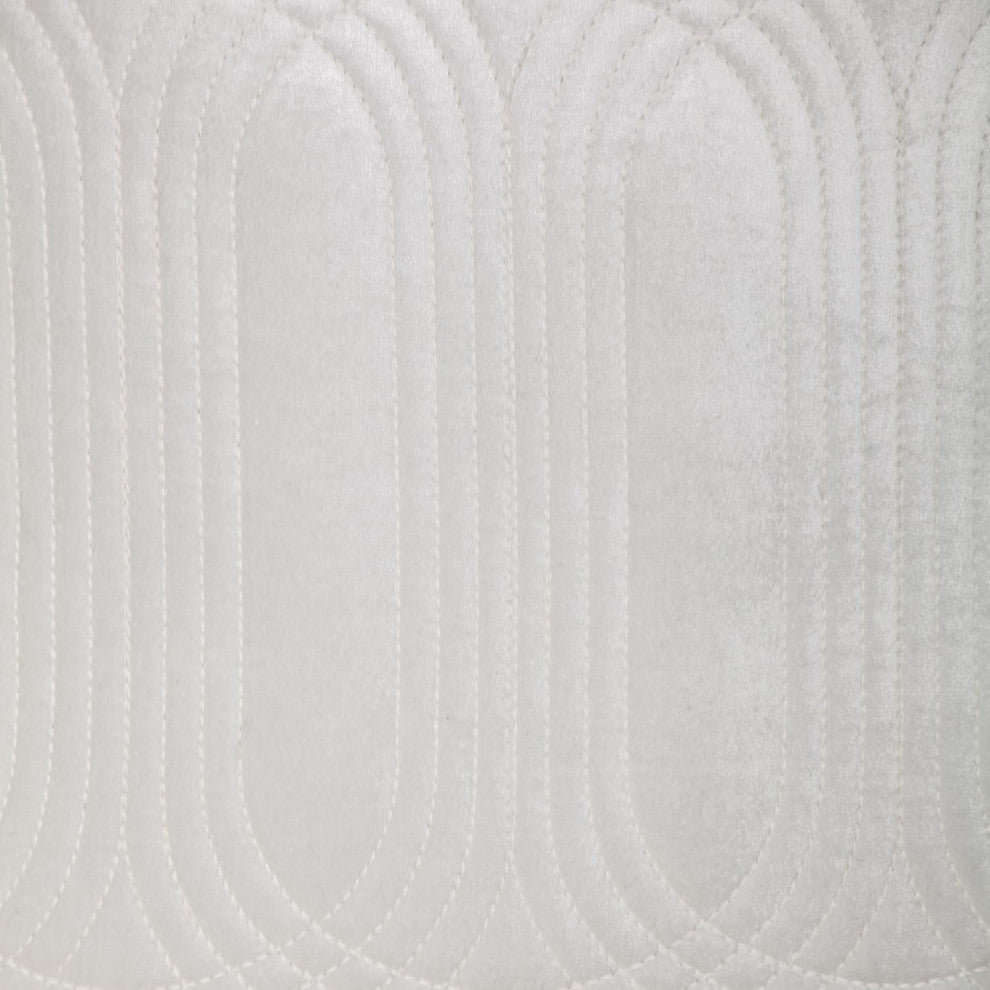 Quilted Velvet White Square Throw Pillow