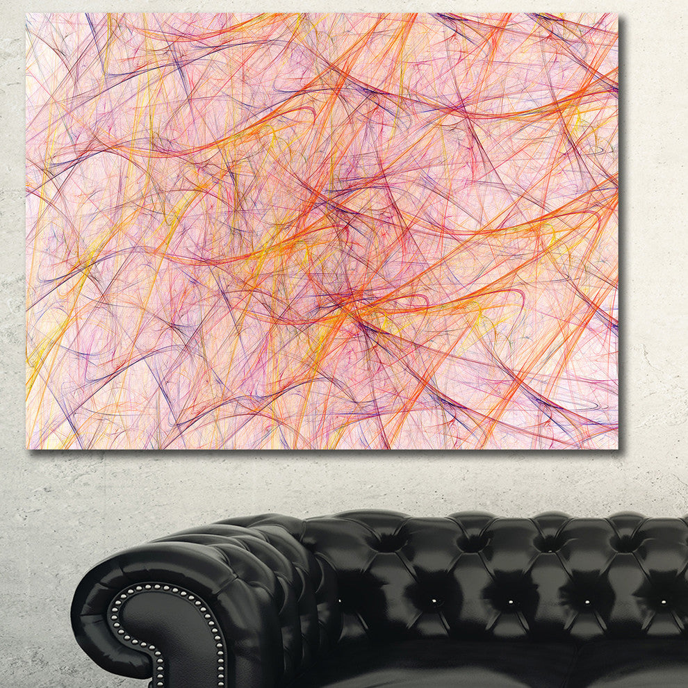 Mystic Pink Fractal Veins, Oversized Abstract Canvas Art Print, 60x40