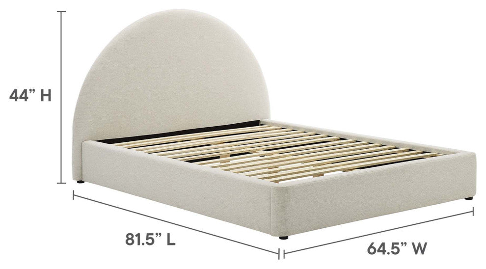 Resort Upholstered Fabric Arched Round Full Platform Bed