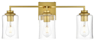 3 Light Brass And Clear Bath Sconce