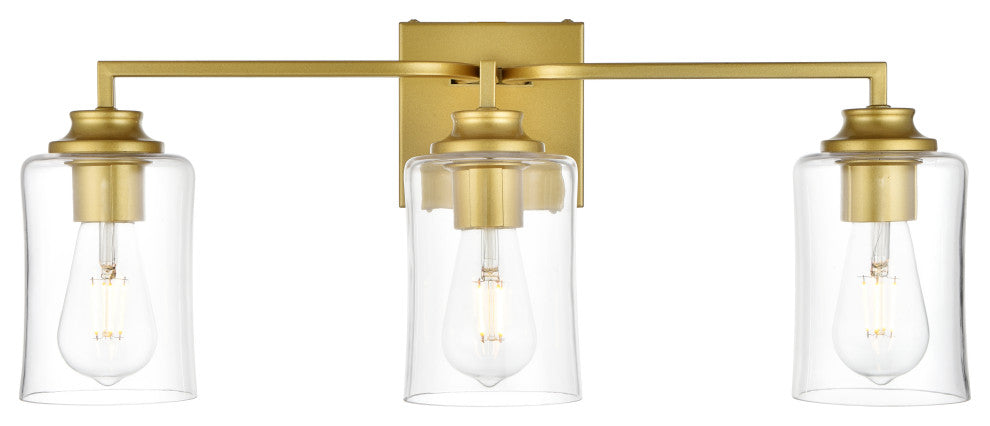 3 Light Brass And Clear Bath Sconce