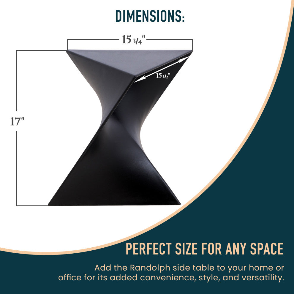 Leisuremod Randolph Modern Triangle Accent Side End Table, Black, Singles