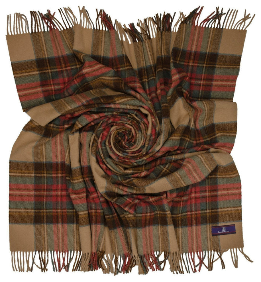 Prince of Scots Highland Tweed Merino Wool Throw, Antique Dress Stewart