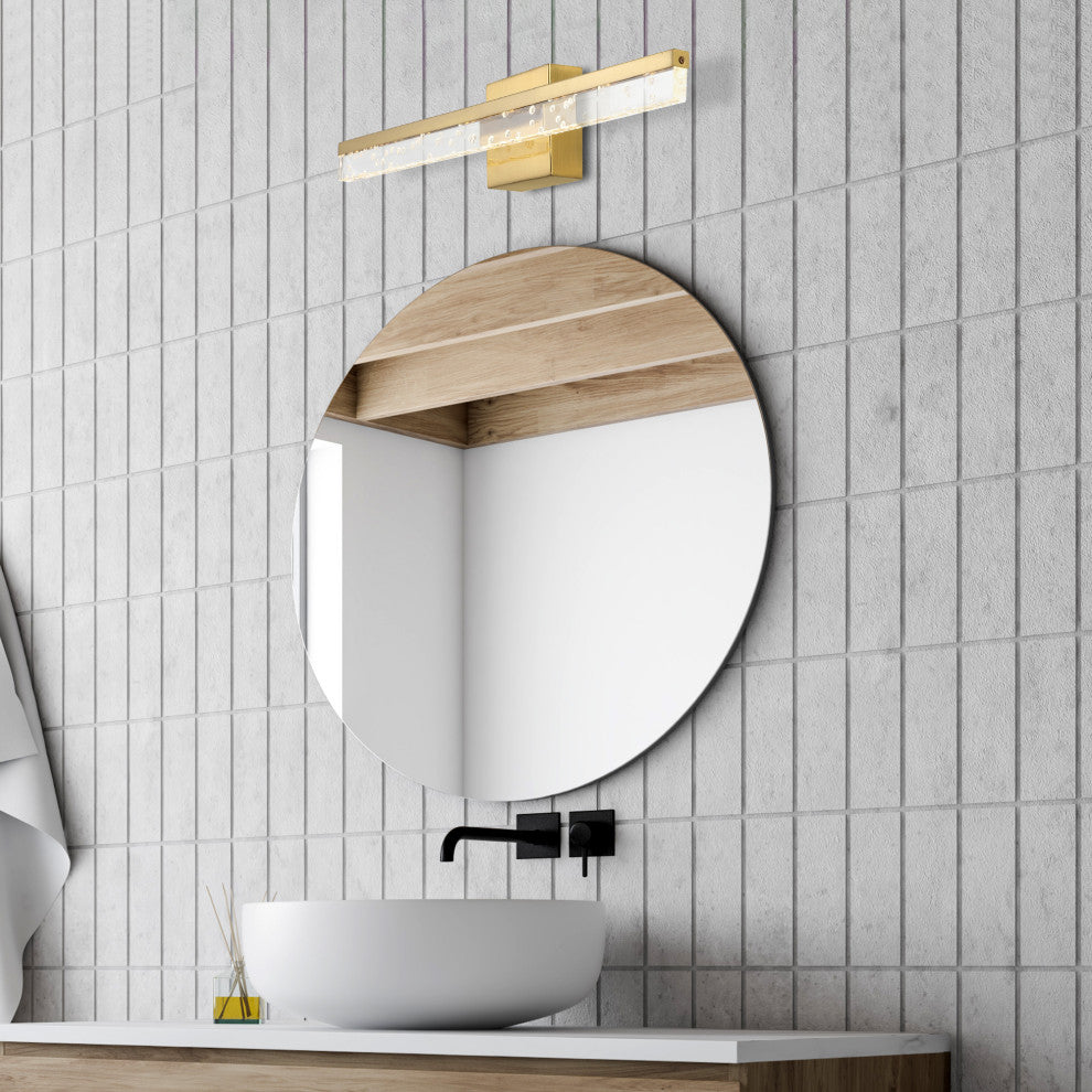 Mario 22" 1-Light 360-Degree Rotatable Integrated LED, Gold/Clear, Width: 22"