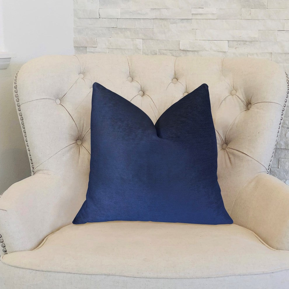 Pure Navy Handmade Luxury Pillow, 12"x20"