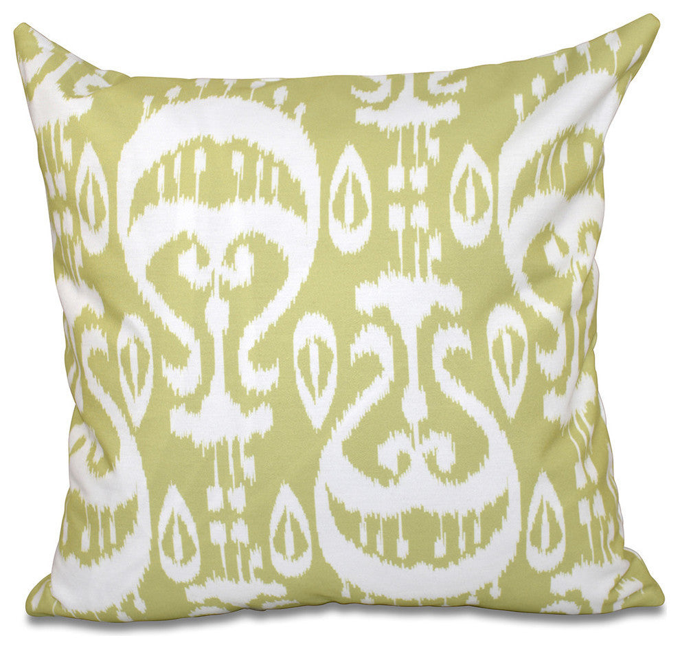 Ikat , Geometric Print Pillow, Green, 26"x26"