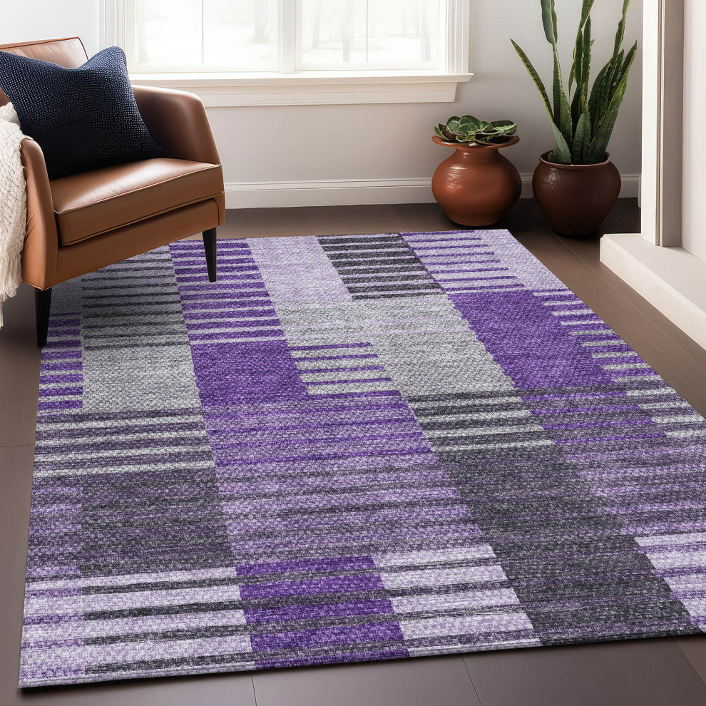 Premium Machine Washable Mayfield AMF687 Purple 9' x 12' Rug