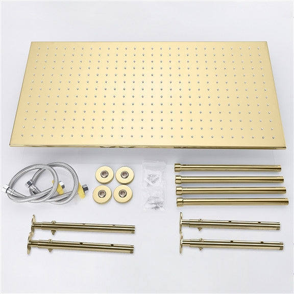Fontana 20x40" Ceiling Mount Rain Shower Head, Polished Gold