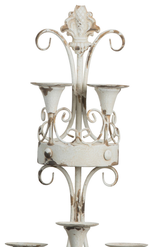 Benzara BM285548 Wall Mount Candle Holder, Ornately Scrolled White Metal Finish