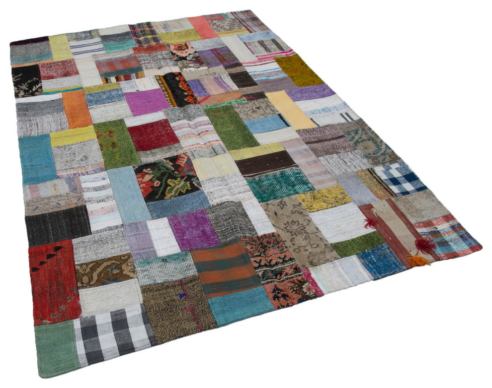 Rug N Carpet - Handmade Anatolian 5' 7'' x 7' 10'' Unique Patchwork Kilim Rug