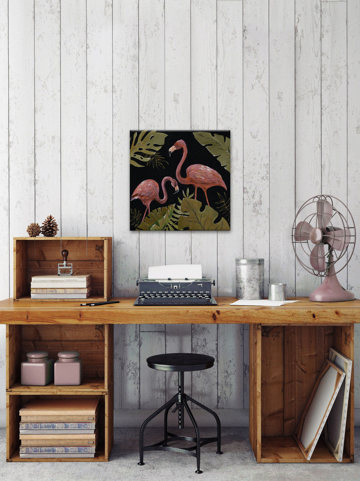 "Flamingos Sweetheart I" Painting Print on Wrapped Canvas, 32"x32"