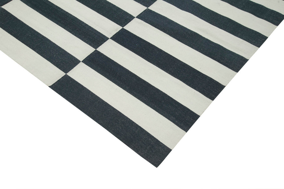 Rug N Carpet - Handmade Wool 9' 1'' x 11' 10'' Geometric Dhurrie Kilim Rug