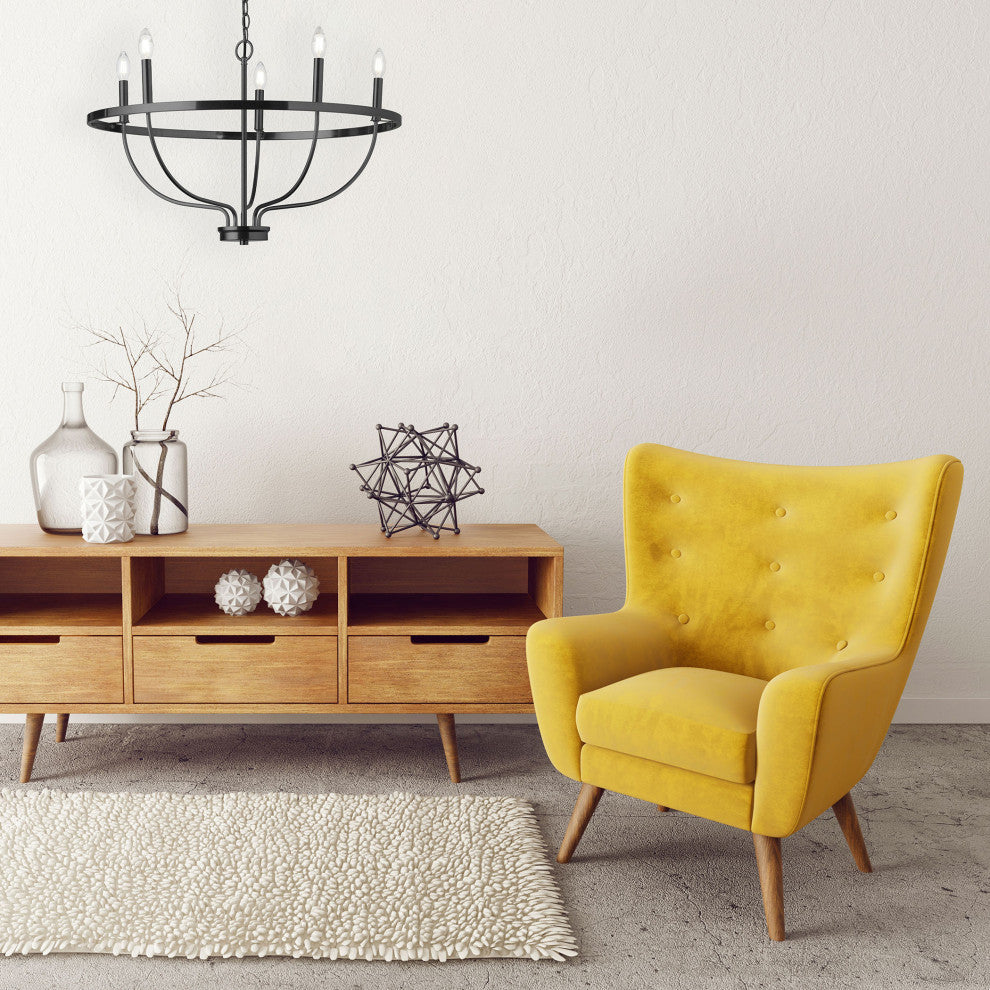 Matte Black Transitional Chandelier With Frosted Acrylic