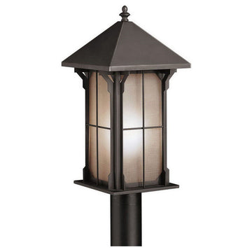 Kichler Olde Bronze and Textured Linen Seedy Glass Exterior Post Top Light