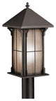 Kichler Olde Bronze and Textured Linen Seedy Glass Exterior Post Top Light