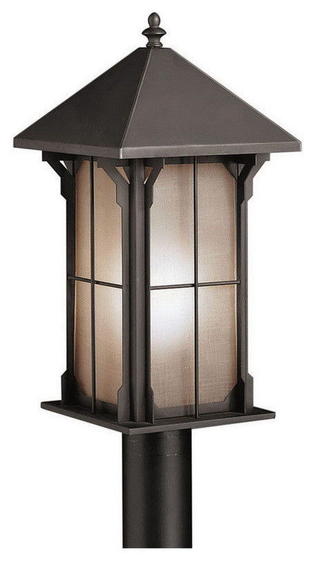 Kichler Olde Bronze and Textured Linen Seedy Glass Exterior Post Top Light