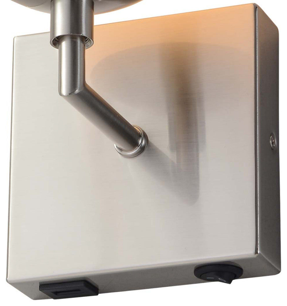 Globe Wall Sconce, 10'', Satin Nickel, Plug-in with Rocker Switch