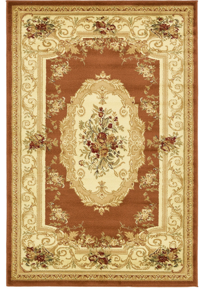 Unique Loom Brick Red Leon Versailles 4' 0 x 6' 0 Area Rug