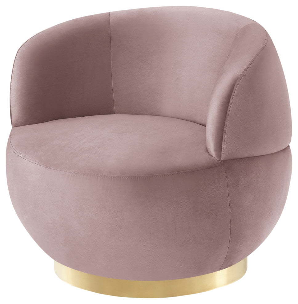 Inspired Home Shaniyah Accent Chair, Swivel, Blush/Gold Velvet
