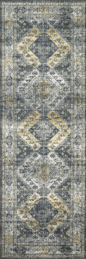 Graphite Silver Printed Skye Area Rug, Graphite/Silver, 1'6"x1'6" Sample