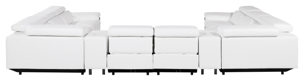 Antonio Italian Leather 10-Piece U-Shaped Power Reclining Sectional, White