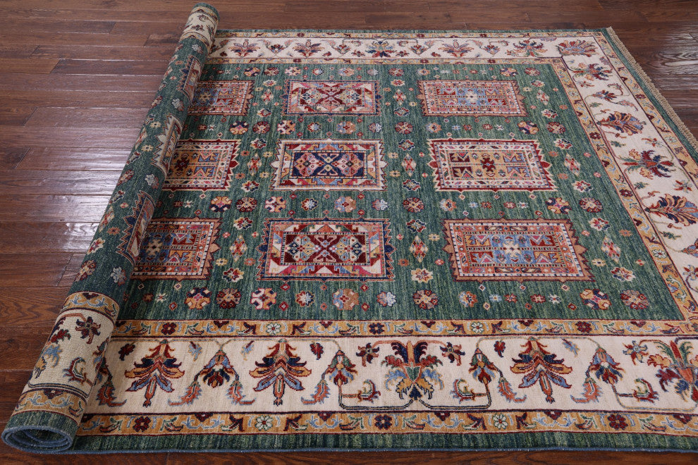 6' 8" X 9' 10" Super Kazak Hand Knotted Wool Rug Q7626