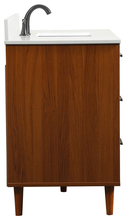 Home Living Modern Natural Oak-Light Bathroom Vanity, Teak, 48"