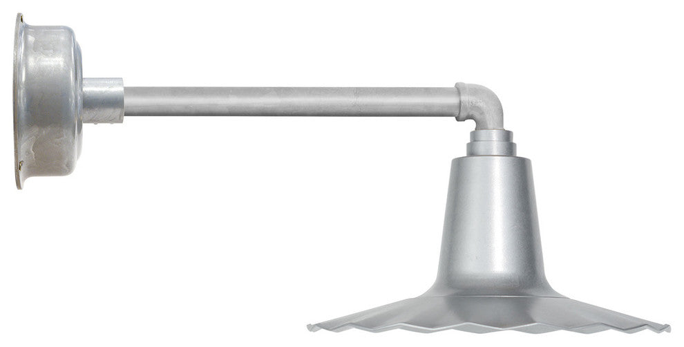 20" Iris LED Barn Light With Metropolitan Arm, Galvanized Silver