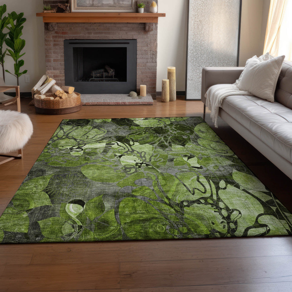 Premium Machine Washable Mayfield AMF558 Fern 3'' x 5'' Rug
