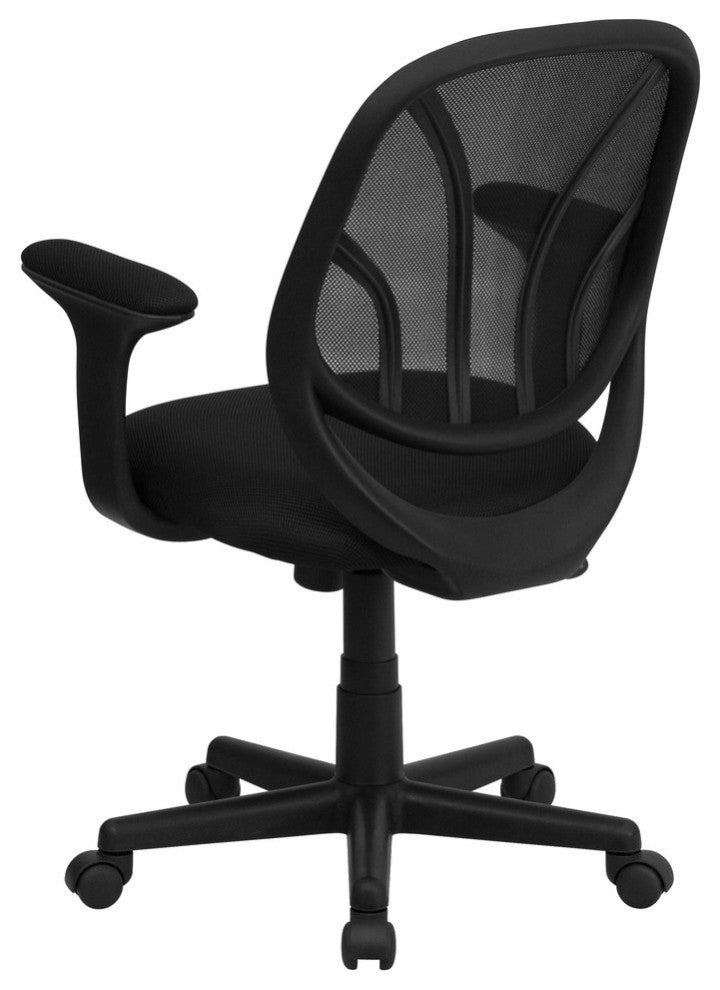 Y-GO ChairMid-Back Black Mesh Swivel Task Chair With Arms