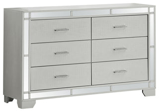 Madison Six Drawer Dresser, Silver Champagne