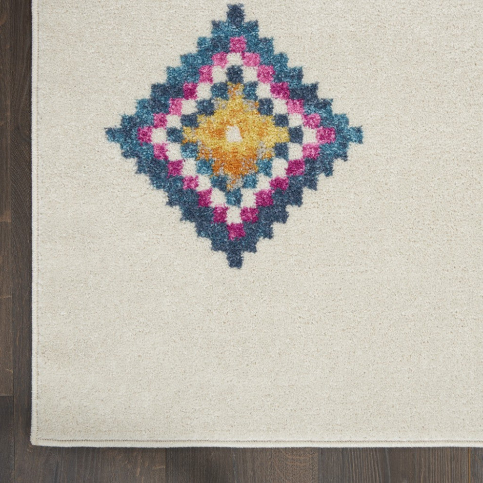 7' X 10' Ivory Geometric Berber Area Rug
