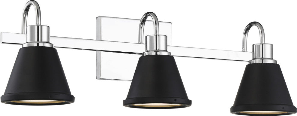 Nuvo Bette 3-Light LED Polished Nickel Matte Black Wall Mount