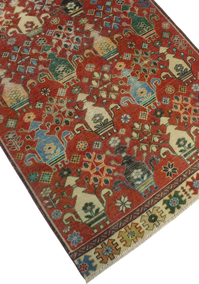 Vintage Sherazi Lucas Rust Runner 3''9"x9''8"