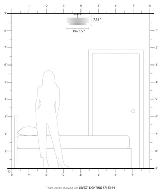 Meridian 2 Light Brushed Nickel Semi-Flush With Off-White Shade