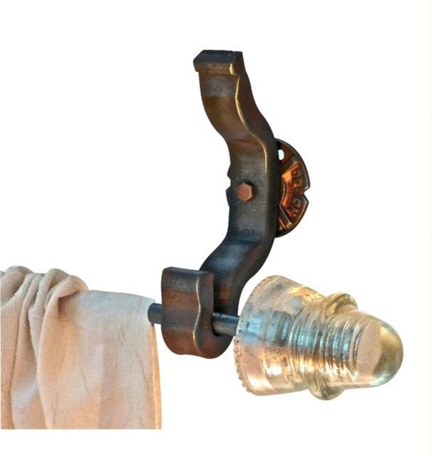 Rail Anchor Curtain Bracket System With Glass Insulators, Pair