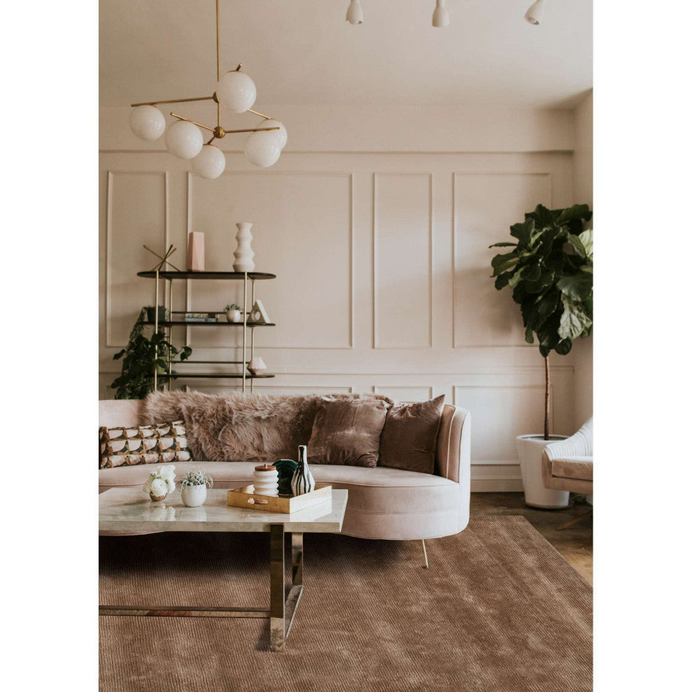 Hue Solid Area Rug, Brown, 2'6"x8'