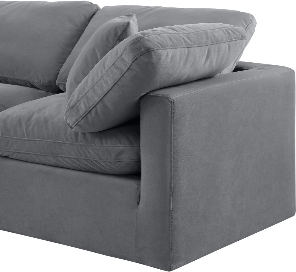 Indulge Upholstered Modular Sofa, Grey, 2-Piece: 2 Corner Chair, Down Stuffed Velvet