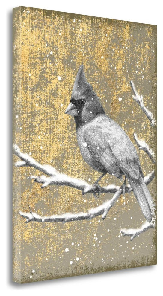"Winter Birds Cardinal Neutral" By Beth Grove, Giclee on Gallery Wrap Canvas