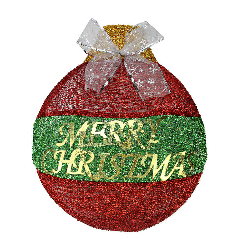 17.25" LED Lighted Red and Green "Merry Christmas" Ornament Wall Decoration