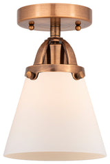 Small Cone Semi-Flush Mount, Antique Copper, Matte White, Matte White