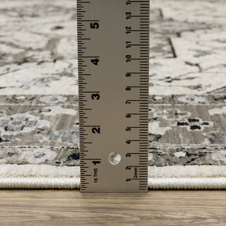 Callum Star Medallion Ivory/Grey Fringe Edge Rug Runner