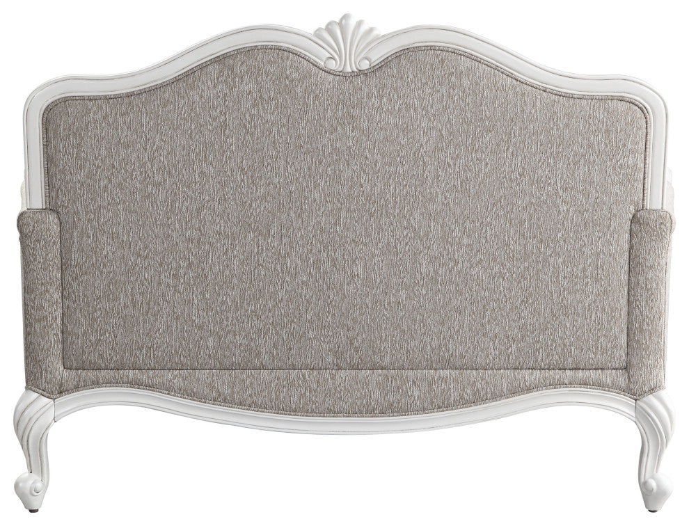 Ciddrenar Loveseat with 3 pillows in Fabric & White Finish