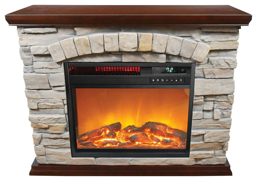 Large Square Infrared Faux Stone Fireplace