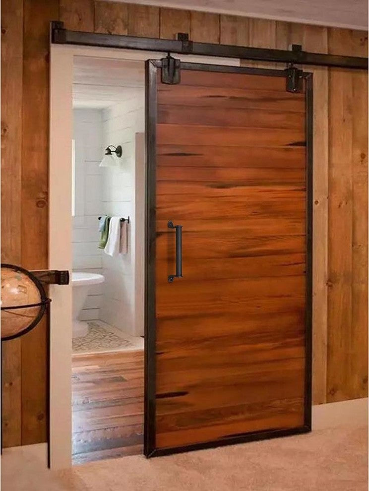 10" Sliding Barn Door Cylindrical Handle Iron Pull Gate Matte Black