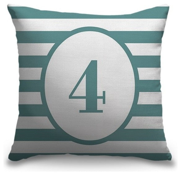 "Number Four - Striped Oval" Outdoor Pillow 20"x20"