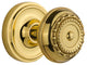 Classic Rosette Passage Meadows Knob, Polished Brass
