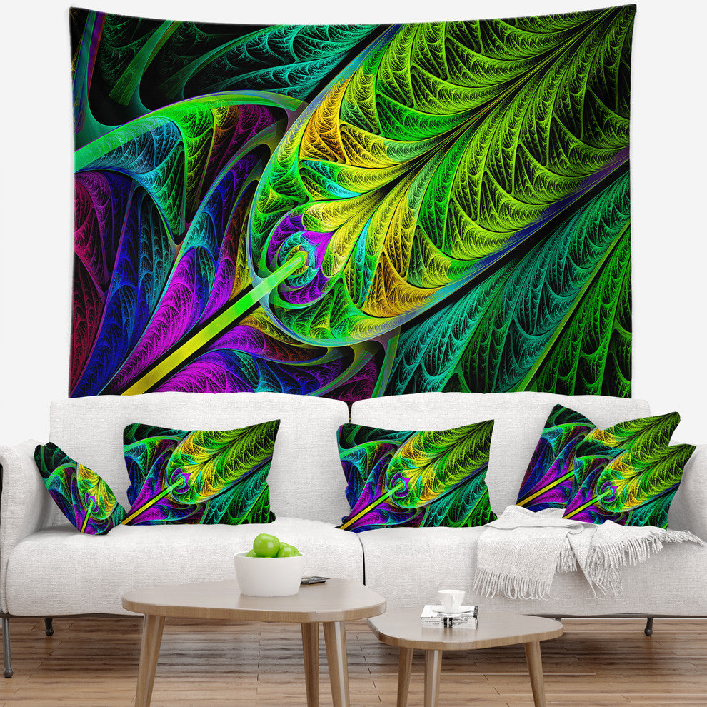 Green Stained Glass Texture Abstract Wall Tapestry, 92"x78"