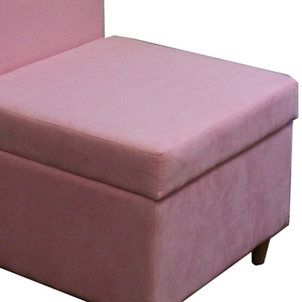 29" Mod Pink Mauve Microfiber Armless Accent Chair With Storage
